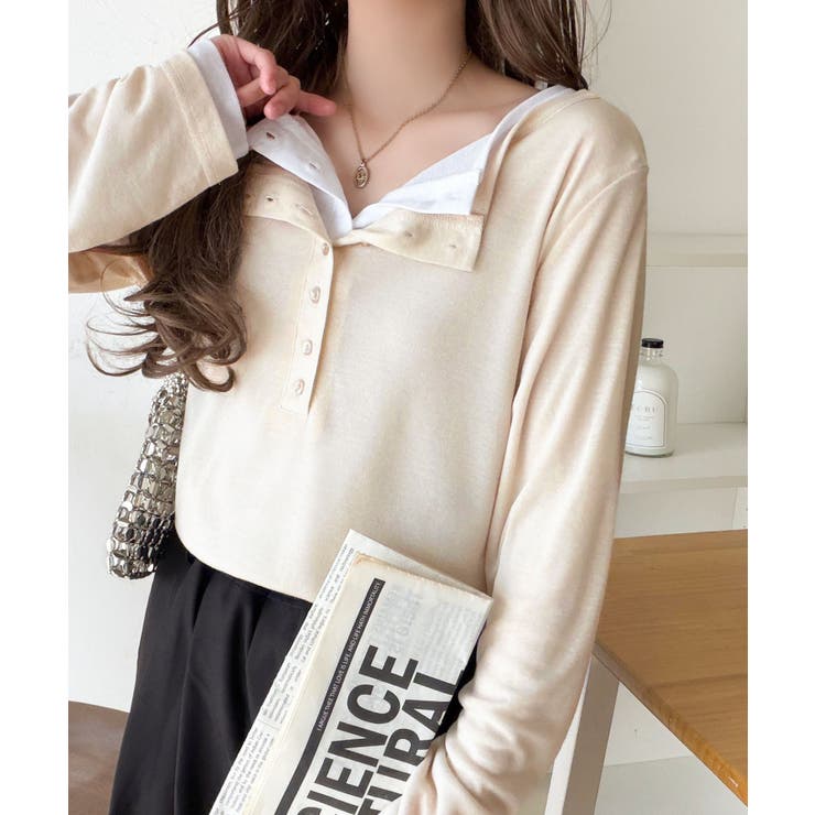 マルチWAYで着回し自在。リブ素材×シアー素材トップス 2枚セットアップ(長袖） | Classical Elf  | 詳細画像42 