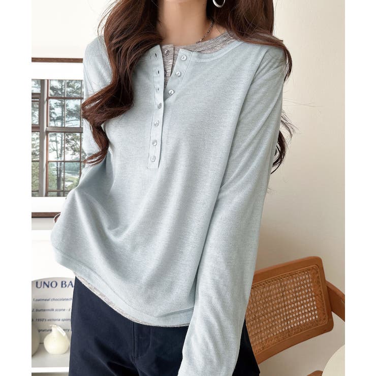 マルチWAYで着回し自在。リブ素材×シアー素材トップス 2枚セットアップ(長袖） | Classical Elf  | 詳細画像48 