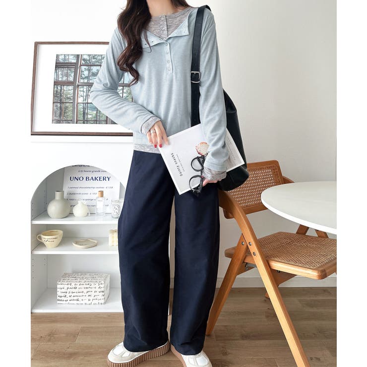 マルチWAYで着回し自在。リブ素材×シアー素材トップス 2枚セットアップ(長袖） | Classical Elf  | 詳細画像51 