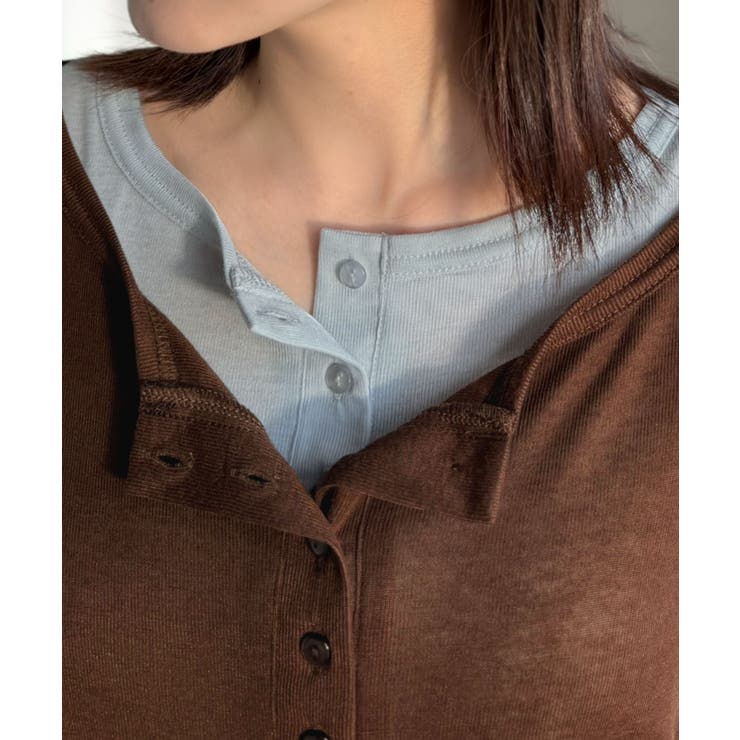 マルチWAYで着回し自在。リブ素材×シアー素材トップス 2枚セットアップ(長袖） | Classical Elf  | 詳細画像53 