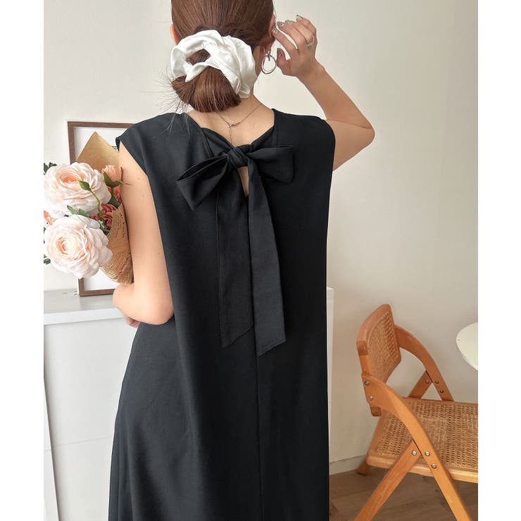 後ろ姿に、ときめきを。バックリボンVネックノースリワンピース | Classical Elf  | 詳細画像2 