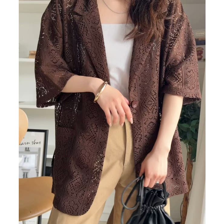 繊細なレースがつくる、大人のための“雰囲気服”。ポケットつきパネルレーステーラー… | Classical Elf  | 詳細画像1 