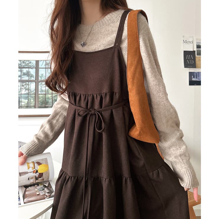 リボンで後ろ姿までふわり華やぐ。リボンデザインベロアツイルティアードキャミワンピ… | Classical Elf  | 詳細画像21 