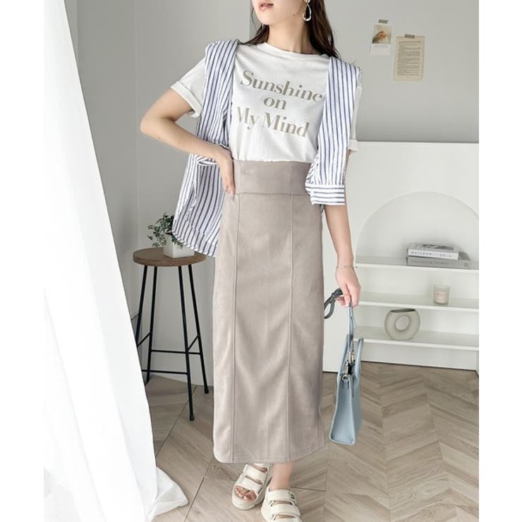 上品魅え。スエードポンチハイウエストナローロングスカート[品番