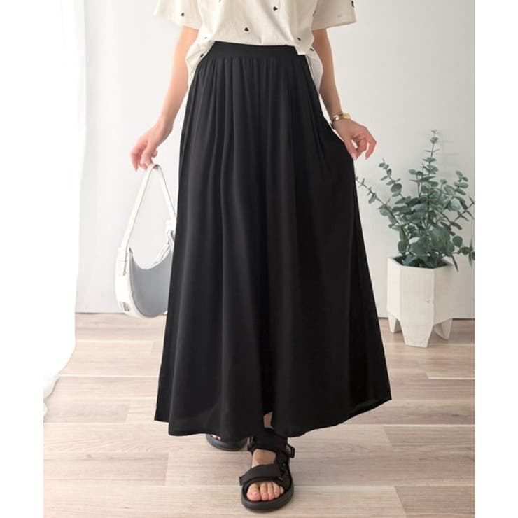 さらり、軽やか。リラックスstyleキマる。レーヨン素材ウエストギャザーフレアシ… | Classical Elf  | 詳細画像7 