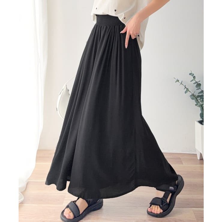 さらり、軽やか。リラックスstyleキマる。レーヨン素材ウエストギャザーフレアシ… | Classical Elf  | 詳細画像8 