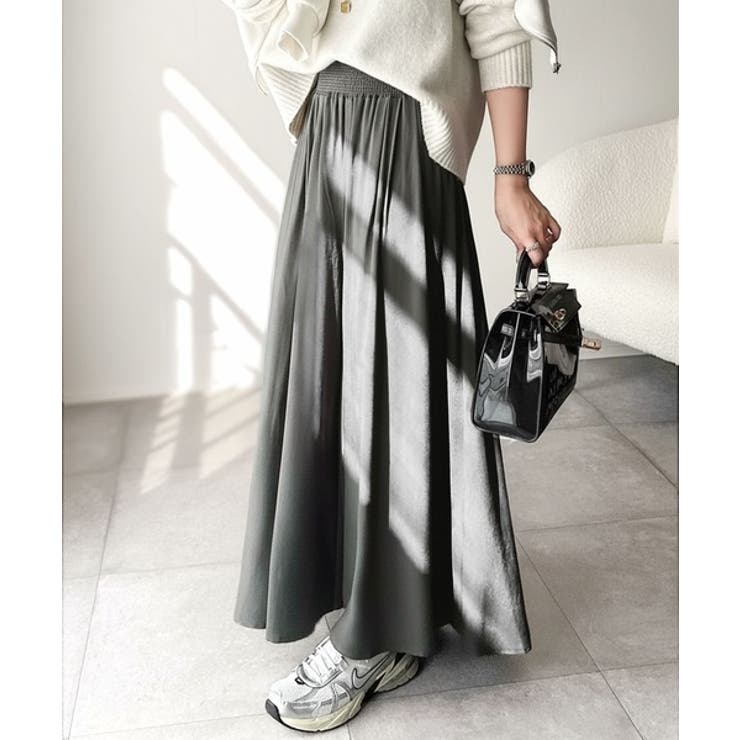 チャコール | さらり、軽やか。リラックスstyleキマる。レーヨン素材ウエストギャザーフレアシ… | Classical Elf 