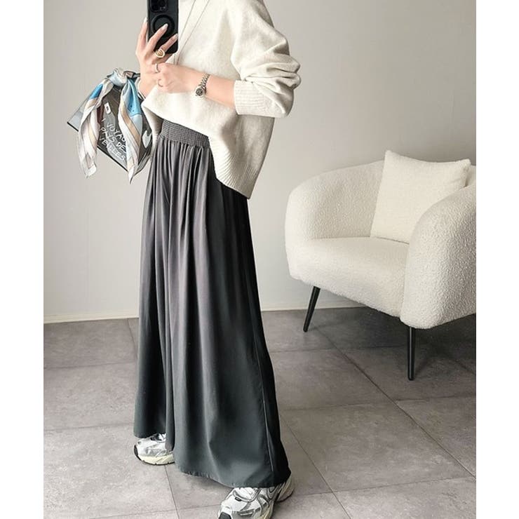 さらり、軽やか。リラックスstyleキマる。レーヨン素材ウエストギャザーフレアシ… | Classical Elf  | 詳細画像18 