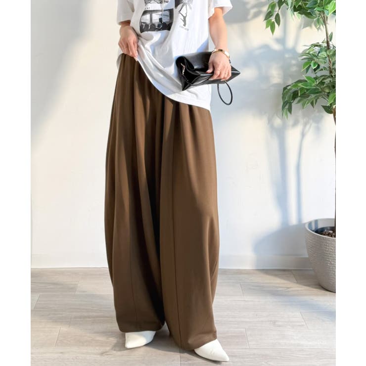 ブラウン | 着回し抜群◎これ一枚でこなれ感♪ポンチボリュームコクーンパンツ | Classical Elf 