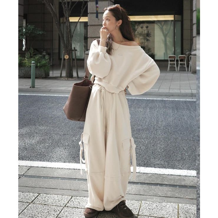 トレンド感のあるワイドシルエット、大人の抜け感を演出♪裏毛スウェットカーゴパンツ… | Classical Elf  | 詳細画像7 