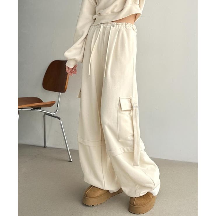 トレンド感のあるワイドシルエット、大人の抜け感を演出♪裏毛スウェットカーゴパンツ… | Classical Elf  | 詳細画像14 