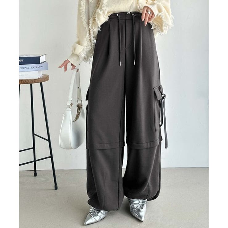 トレンド感のあるワイドシルエット、大人の抜け感を演出♪裏毛スウェットカーゴパンツ… | Classical Elf  | 詳細画像25 