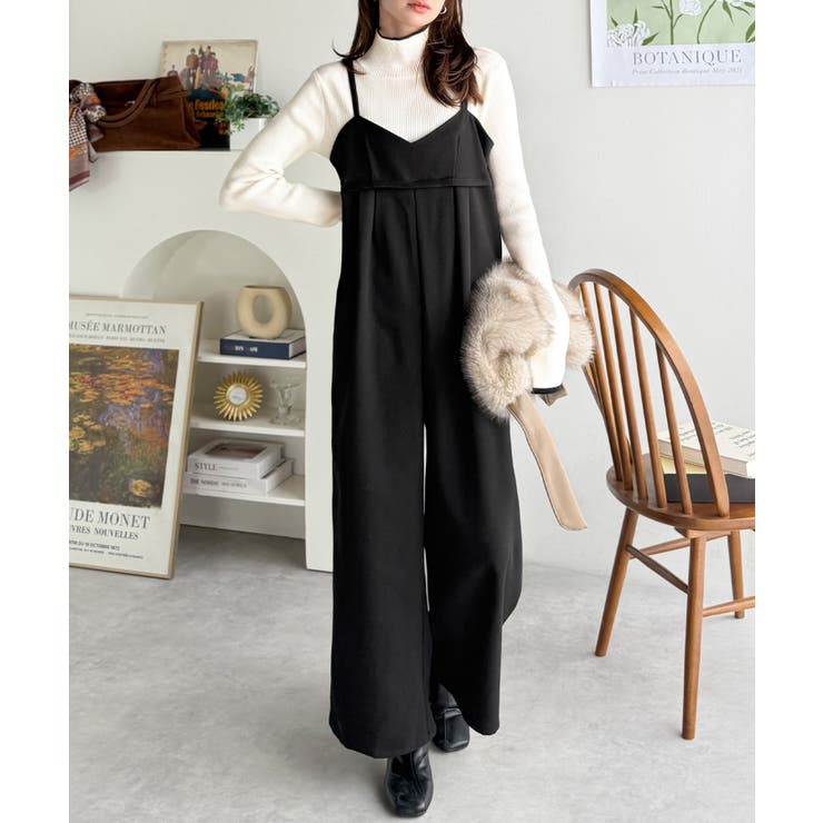 やさしさ香る秋冬レイヤード。キャミデザインワイドサロペットパンツ | Classical Elf  | 詳細画像8 