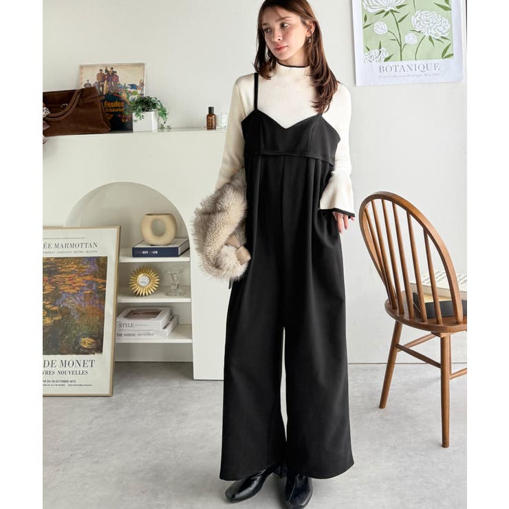 やさしさ香る秋冬レイヤード。キャミデザインワイドサロペットパンツ | Classical Elf  | 詳細画像9 