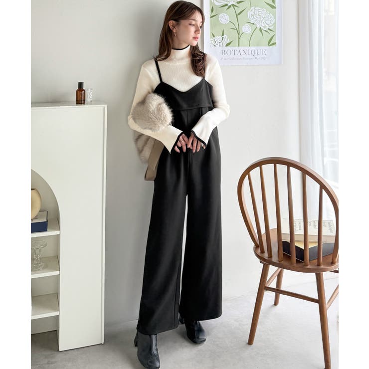 やさしさ香る秋冬レイヤード。キャミデザインワイドサロペットパンツ | Classical Elf  | 詳細画像10 