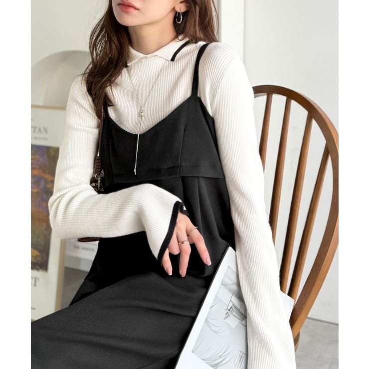 やさしさ香る秋冬レイヤード。キャミデザインワイドサロペットパンツ | Classical Elf  | 詳細画像16 