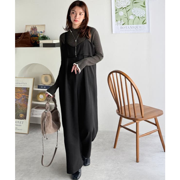 やさしさ香る秋冬レイヤード。キャミデザインワイドサロペットパンツ | Classical Elf  | 詳細画像17 