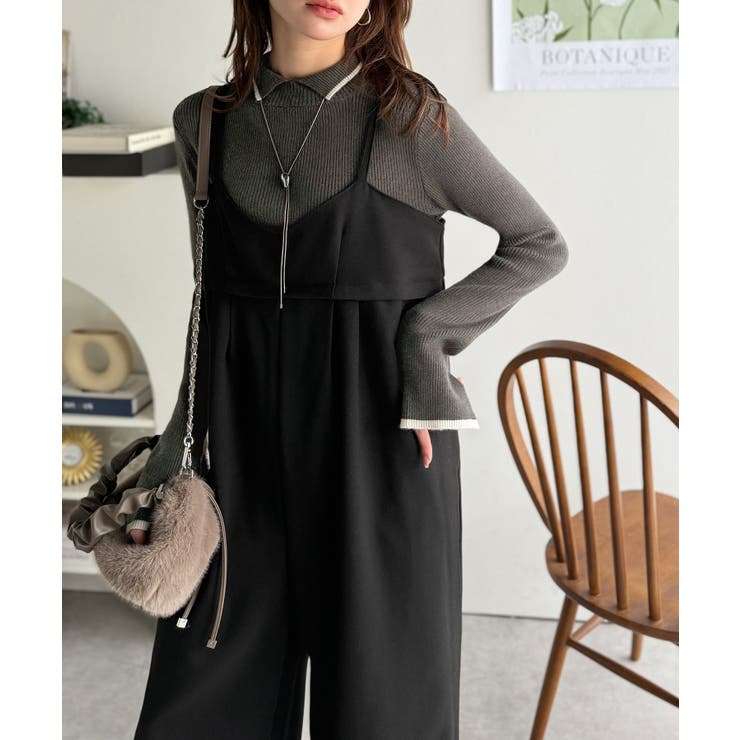 やさしさ香る秋冬レイヤード。キャミデザインワイドサロペットパンツ | Classical Elf  | 詳細画像19 