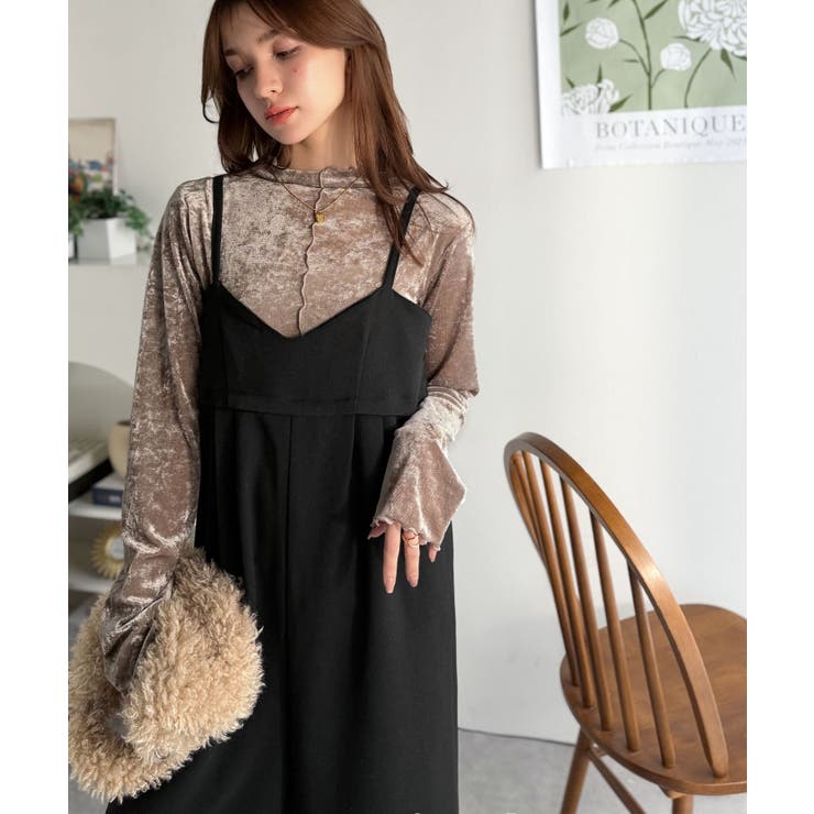 やさしさ香る秋冬レイヤード。キャミデザインワイドサロペットパンツ | Classical Elf  | 詳細画像24 