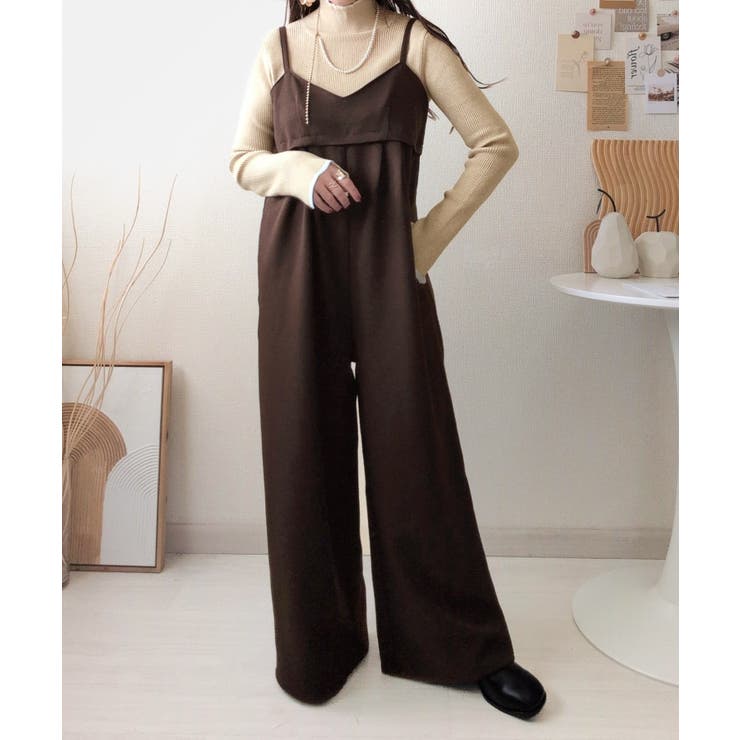 やさしさ香る秋冬レイヤード。キャミデザインワイドサロペットパンツ | Classical Elf  | 詳細画像27 