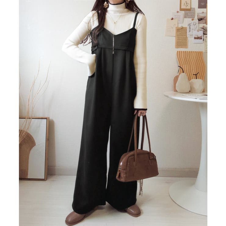 やさしさ香る秋冬レイヤード。キャミデザインワイドサロペットパンツ | Classical Elf  | 詳細画像1 