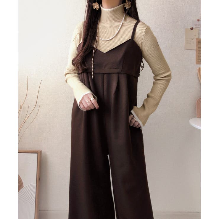 やさしさ香る秋冬レイヤード。キャミデザインワイドサロペットパンツ | Classical Elf  | 詳細画像28 