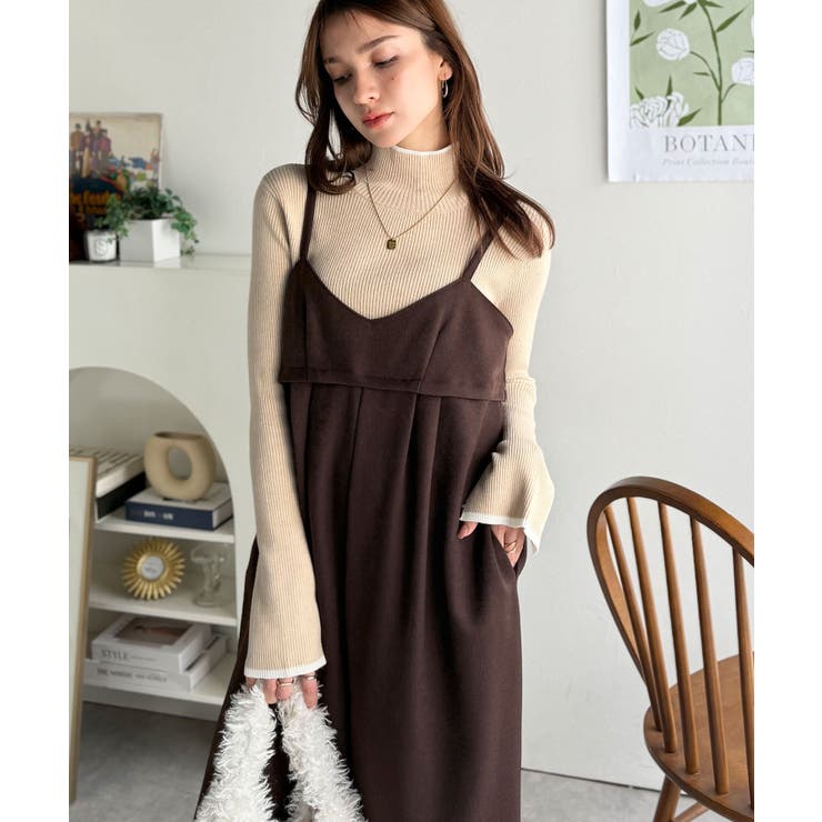 やさしさ香る秋冬レイヤード。キャミデザインワイドサロペットパンツ | Classical Elf  | 詳細画像34 