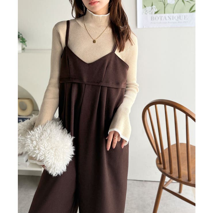 やさしさ香る秋冬レイヤード。キャミデザインワイドサロペットパンツ | Classical Elf  | 詳細画像35 