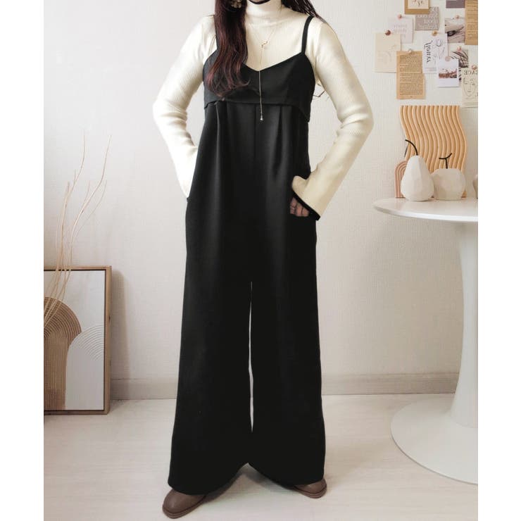 やさしさ香る秋冬レイヤード。キャミデザインワイドサロペットパンツ | Classical Elf  | 詳細画像2 