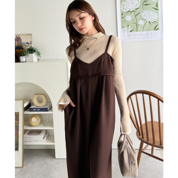 やさしさ香る秋冬レイヤード。キャミデザインワイドサロペットパンツ | Classical Elf  | 詳細画像39 