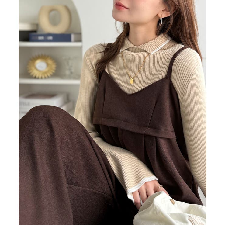 やさしさ香る秋冬レイヤード。キャミデザインワイドサロペットパンツ | Classical Elf  | 詳細画像43 