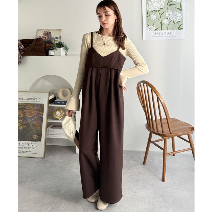 やさしさ香る秋冬レイヤード。キャミデザインワイドサロペットパンツ | Classical Elf  | 詳細画像44 