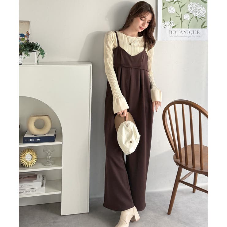 やさしさ香る秋冬レイヤード。キャミデザインワイドサロペットパンツ | Classical Elf  | 詳細画像45 