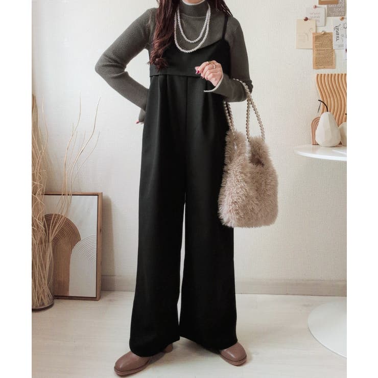 やさしさ香る秋冬レイヤード。キャミデザインワイドサロペットパンツ | Classical Elf  | 詳細画像4 