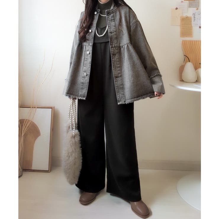 やさしさ香る秋冬レイヤード。キャミデザインワイドサロペットパンツ | Classical Elf  | 詳細画像5 