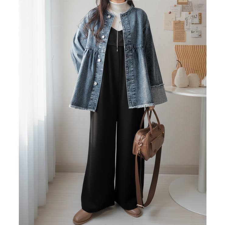 やさしさ香る秋冬レイヤード。キャミデザインワイドサロペットパンツ | Classical Elf  | 詳細画像6 