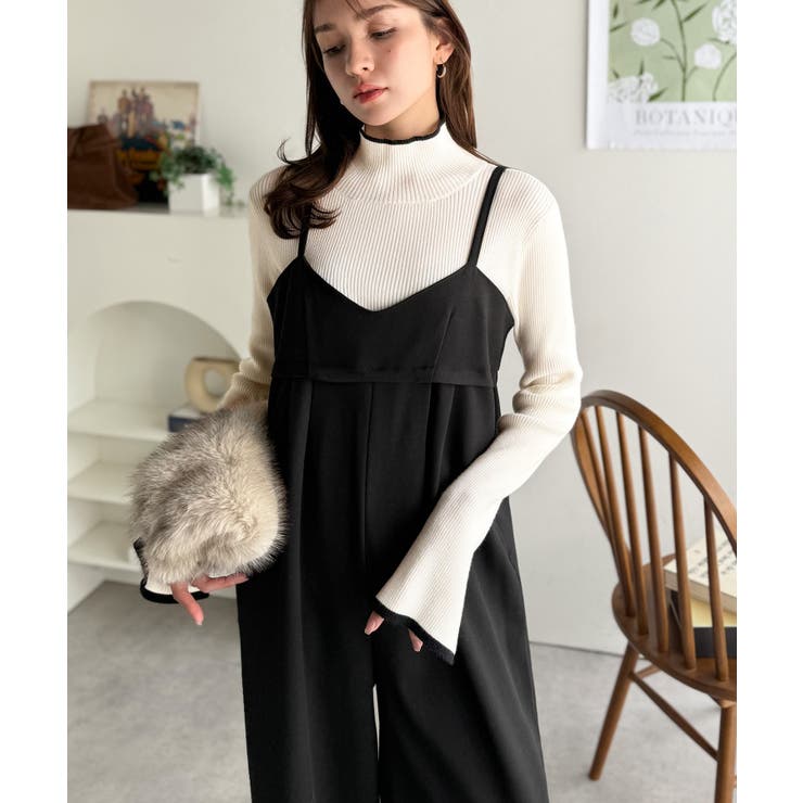 やさしさ香る秋冬レイヤード。キャミデザインワイドサロペットパンツ | Classical Elf  | 詳細画像7 