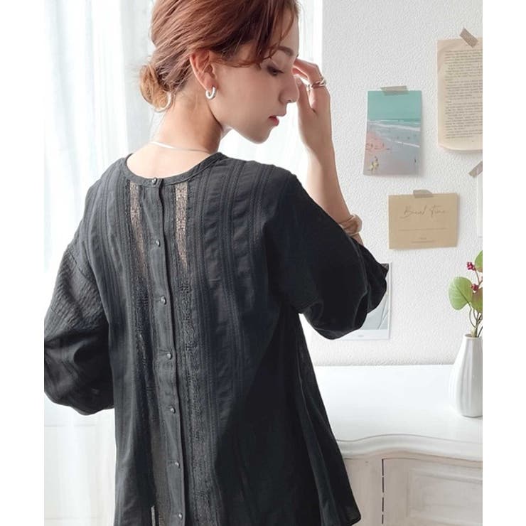 クラシカルで美しい。刺繍コットンレースの2Wayブラウス[品番