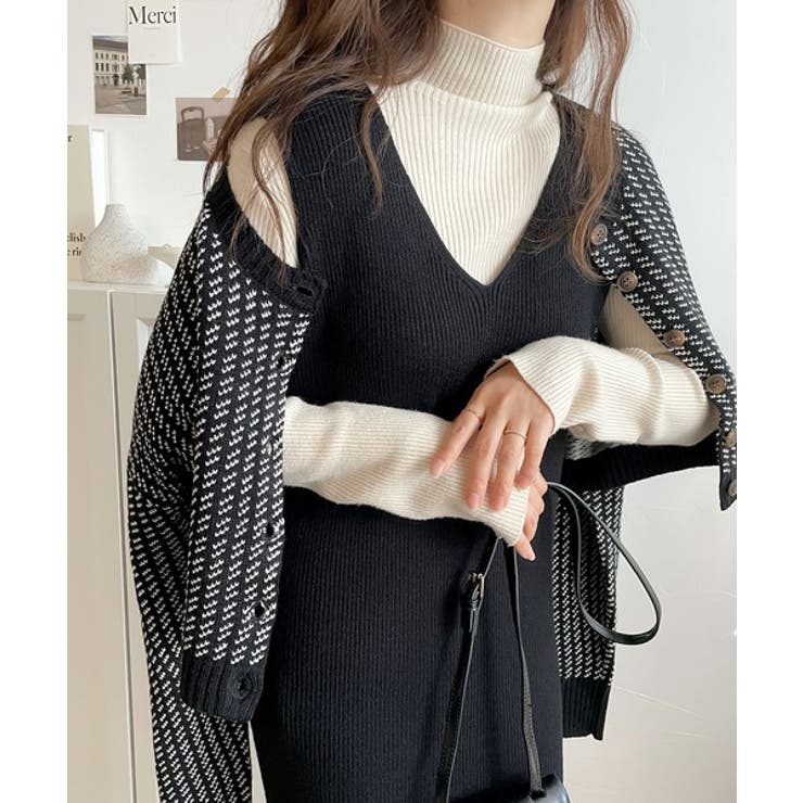 コーデいらずの綺麗見え♪ジャガードニットカーディガンセットアップ