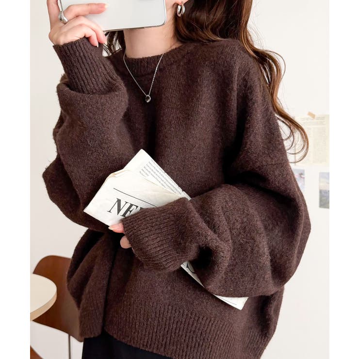 美品 INDIVI インディヴィ コクーン コート ブラウン L 40 ニット袖 ゆったりふわもちの癒しアイテム。コクーンシルエットミックスニット