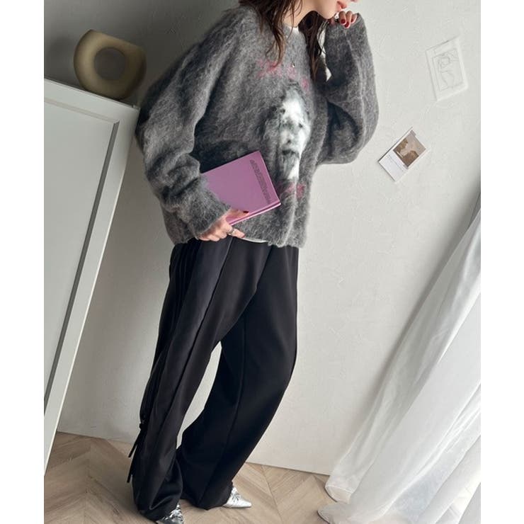 インパクト抜群！主役級トップス。人物モチーフ起毛シャギー素材ニット | Classical Elf  | 詳細画像9 