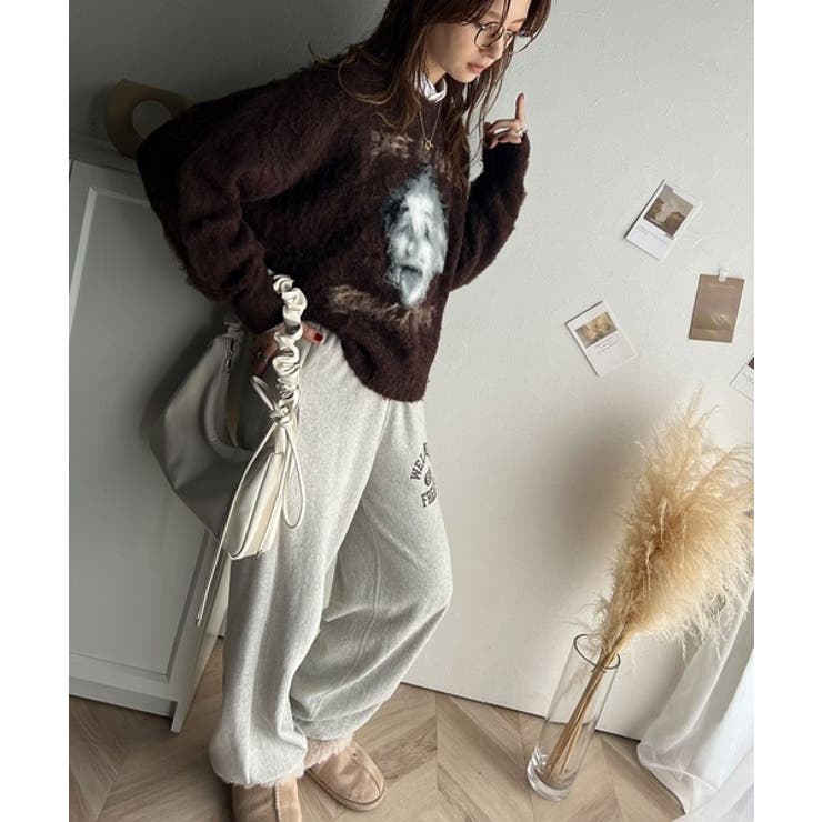 インパクト抜群！主役級トップス。人物モチーフ起毛シャギー素材ニット | Classical Elf  | 詳細画像14 