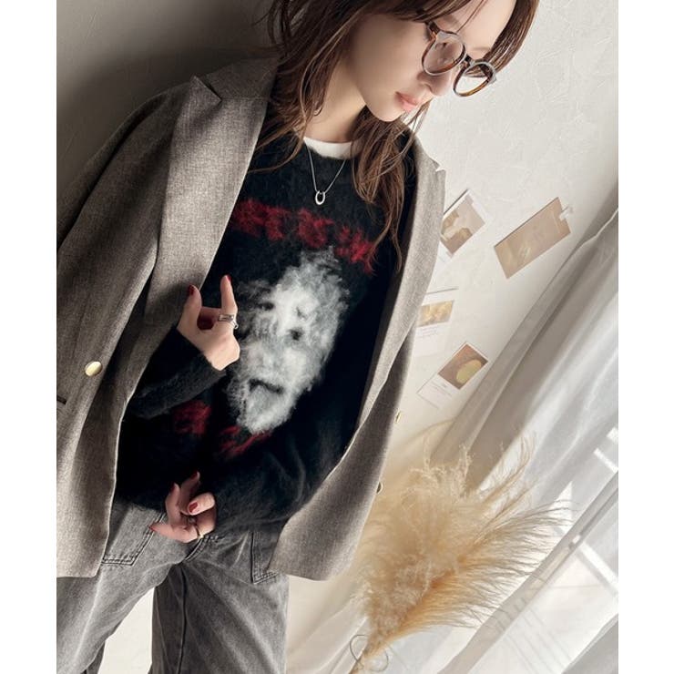 インパクト抜群！主役級トップス。人物モチーフ起毛シャギー素材ニット | Classical Elf  | 詳細画像5 