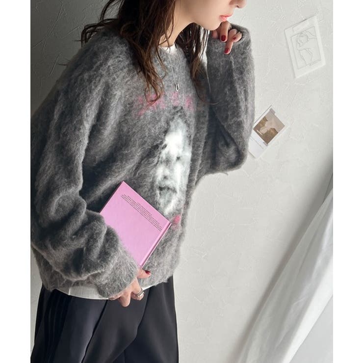 インパクト抜群！主役級トップス。人物モチーフ起毛シャギー素材ニット | Classical Elf  | 詳細画像7 