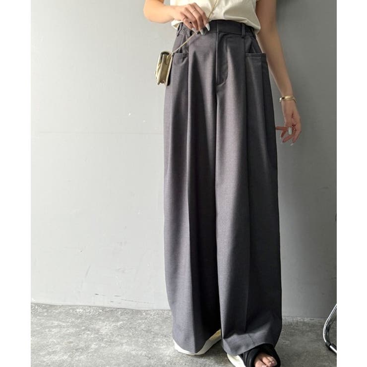 大人スタイリッシュ。ウエスト調節ホック付き美脚タックワイドパンツ | Classical Elf  | 詳細画像16 