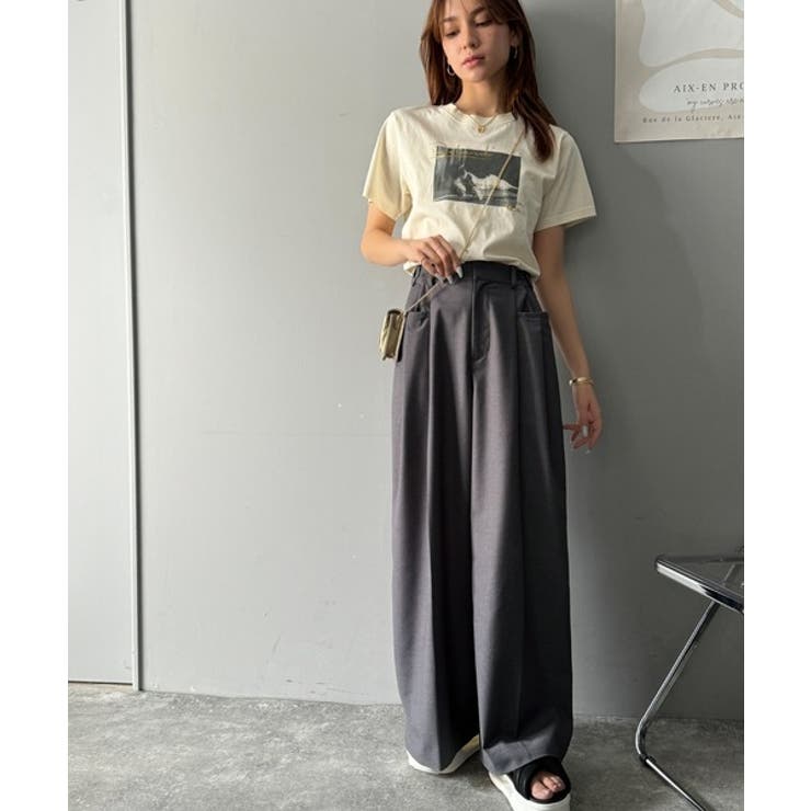 大人スタイリッシュ。ウエスト調節ホック付き美脚タックワイドパンツ | Classical Elf  | 詳細画像18 