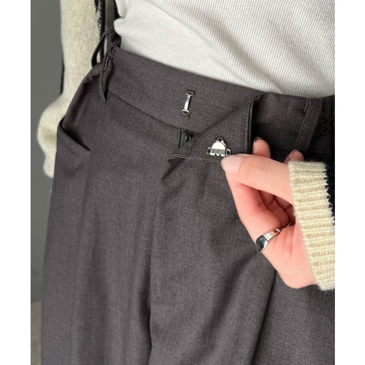 大人スタイリッシュ。ウエスト調節ホック付き美脚タックワイドパンツ | Classical Elf  | 詳細画像21 