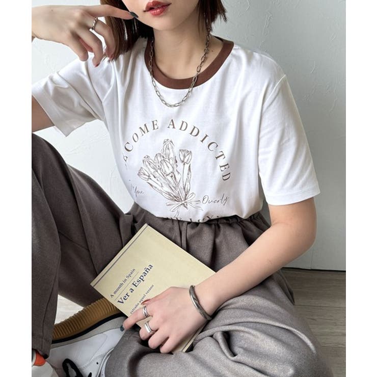 トレンドのディテールが魅力。シルケットフラワーカーブロゴリンガー半袖Tシャツ | Classical Elf  | 詳細画像19 