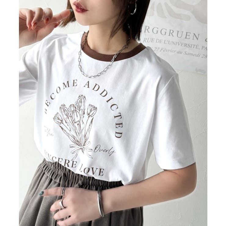 トレンドのディテールが魅力。シルケットフラワーカーブロゴリンガー半袖Tシャツ | Classical Elf  | 詳細画像20 