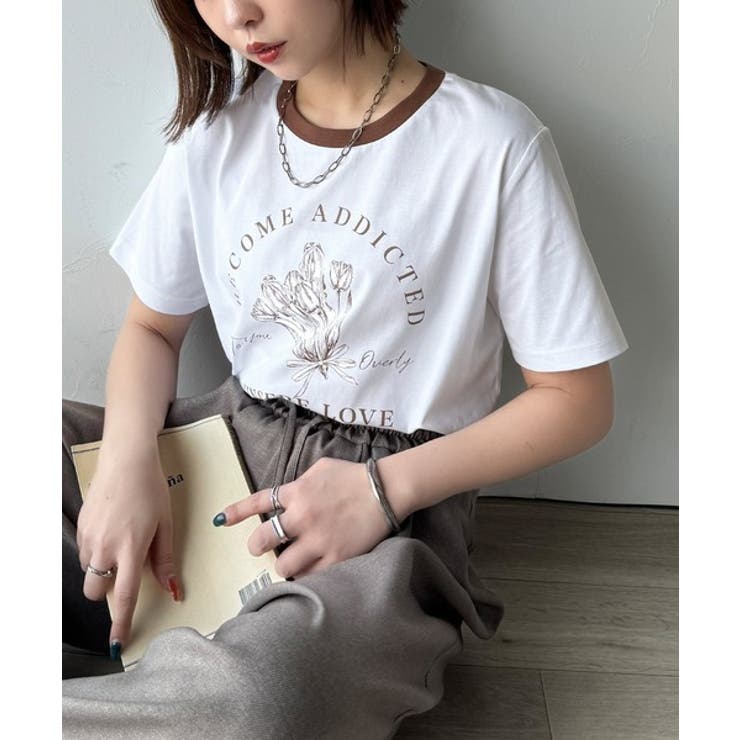 トレンドのディテールが魅力。シルケットフラワーカーブロゴリンガー半袖Tシャツ | Classical Elf  | 詳細画像22 